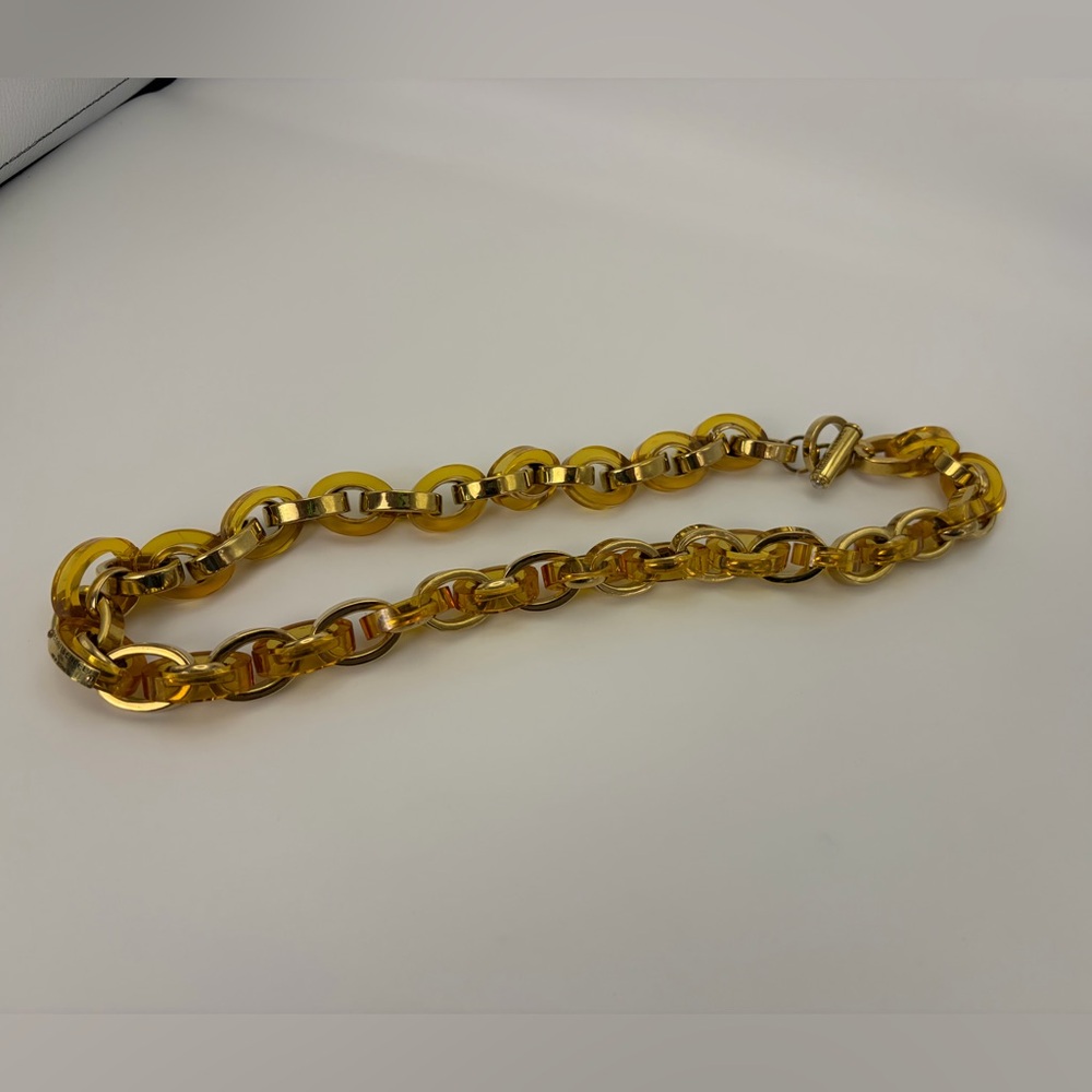 Henri Bendel Heavy Gold & Lucite Chain link Necklace